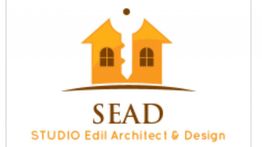 Logo di SEAD con due case stilizzate e testo: Studio Edil Architect & Design.