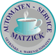 Logo mit einer dampfenden Tasse Kaffee, umgeben von dem Text "Automaten-Service Matzick".