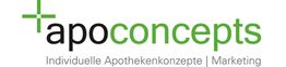 Logo mit grünem Kreuz und Text: "apoconcepts - Individuelle Apothekenkonzepte | Marketing".