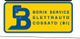 Insegna gialla e blu con scritta: "Borin Service Elettrauto Cossato (BI)".