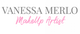 Texto en la imagen: "Vanessa Merlo, Makeup Artist" con letras grises y rosas.