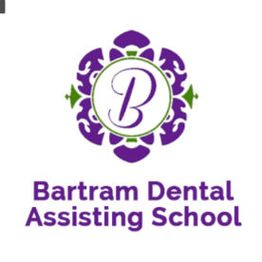 Purple floral emblem with "B" and "Bartram Dental Assisting School" text below.