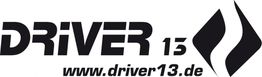 Logo: DRIVER 13 mit URL www.driver13.de und zwei stilisierten Pfeilen.