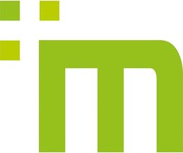 Grünes stilisiertes "m" mit Quadraten oben links auf weißem Hintergrund.