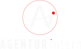 Logo mit rotem Kreis, Buchstaben "A" und "i". Darunter der Text "AGENTUR intern".