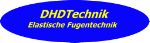 Blaues Oval mit gelber Schrift: "DHDTechnik Elastische Fugentechnik".