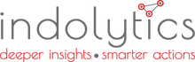 Logo with text "Indolytics" and tagline "Data That Drives Action" in red and gray.