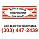 Alpha & Omega Independent Car Repair logo with contact number for estimates: (303) 447-2439.