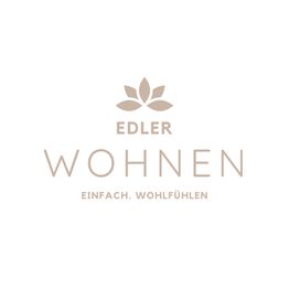 Logo mit stilisiertem Blatt, Text: "EDLER WOHNEN. Einfach. Wohlfühlen."