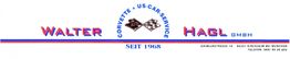 Logo von Walter Hagl GmbH: "Corvette + US-Car-Service seit 1968", mit Adresse und Telefonnummer.