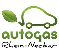 Logo von Autogas Rhein-Neckar mit Blatt und gezeichnetem Auto in Grün.