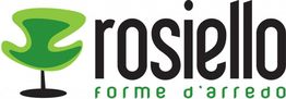 Logo di Rosiello, seduta verde stilizzata accanto al testo "forme d'arredo" in nero e verde.