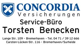Concordia Versicherungen Service-Büro Torsten Benecken mit Adresse und Telefonnummer in Bremerhaven.