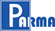 Logo mit blauem Hintergrund und weißem Buchstaben "P" und dem Schriftzug "Parma".