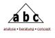 Logo: Dreieck mit "abc". Darunter "analyse • beratung • concept".