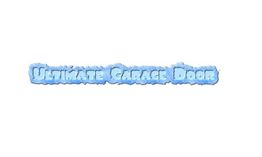 Text reads "Ultimate Garage Door" in a blue, ice-like font.