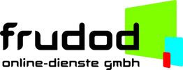 Logo mit dem Text "frudod online-dienste gmbh" und farbigen Quadraten im Hintergrund.