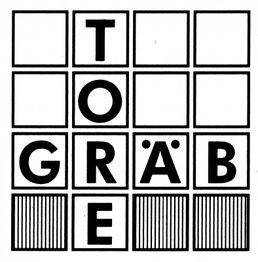 Schachbrettmuster mit Buchstaben "T" und "G R Ä B E", leere und schraffierte Felder.