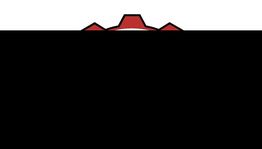 Una rueda dentada roja sobre un fondo blanco con la parte inferior oscurecida.