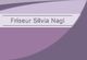 Lila Visitenkarte mit dem Text "Friseur Silvia Nagl".
