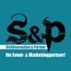 S&P-Logo auf blauem Hintergrund, Text: "Strößenreuther & Partner - Ihr Event- & Marketingpartner!"