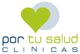 Logotipo con corazón verde y texto: Por tu salud clínicas.