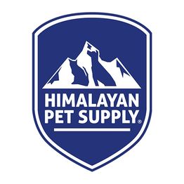 Blue shield logo with white mountains and text: "Himalayan Pet Supply."