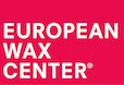 Logo with white text "European Wax Center" on a bright red background.