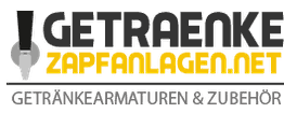 Logo von "Getraenkezapfanlagen.net" mit Schriftzug in Schwarz und Gelb, Zapfhahn-Symbol links.