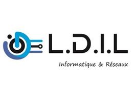 Logo LDIL avec texte "Informatique & Réseaux", icône circulaire bleu et noir à gauche.