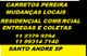 Imagem com texto: "Carretos Pereira, Mudanças Locais, Santo André SP, telefones para contato."