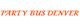 Text reading "PARTY BUS DENVER" in orange on a white background.
