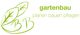 Logo mit grünen Blättern und Text: "Gartenbau planen bauen pflegen".