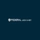"Logo of Federal Lock & Key with a shield icon on a dark blue background."