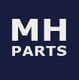 Weißer Text "MH PARTS" auf dunkelblauem Hintergrund.