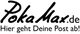 "PokaMax.de-Logo mit Slogan: 'Hier geht Deine Post ab!'"