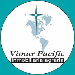 Logo de Vimar Pacific con mapa mundial y una brújula; texto: "Inmobiliaria agraria".