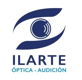 Logo de ILARTE con diseño de ojo y texto "Óptica - Audición" en azul.