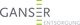 Logo der Firma Ganser Entsorgung mit grauer Schrift und grünen Linien.