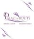 Logo "Palast of Beauty" mit lila Verzierungen und Kontaktdaten.