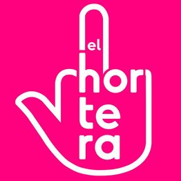 Logo rosa con mano y texto "el hortera" en blanco.