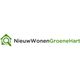 Logo van NieuwWonenGroeneHart met groene huis en vergrootglas.