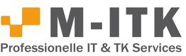 Logo von M-ITK, Text: "Professionelle IT & TK Services", mit orange-grauem Symbol.