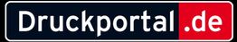 Logo mit der Aufschrift "Druckportal.de" auf schwarzem und rotem Hintergrund.