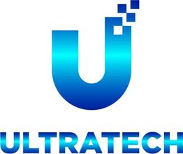 Logotipo com a letra "U" azul gradiente da ULTRATECH, com quadrados no canto superior direito.