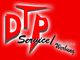 Rotes Logo mit den Worten "DTP Service" in groß und "Werbung" in kleiner Schrift.