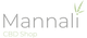 Logotipo de Mannali CBD Shop con hoja verde de cáñamo.