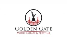 Golden Gate Mobile Notary & Apostille logo with a bridge and quill illustration.