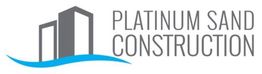 Logo of Platinum Sand Construction with stylized buildings and a blue wave.