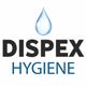 Logo mit blauem Wassertropfen, darüber der Text "DISPEX HYGIENE".